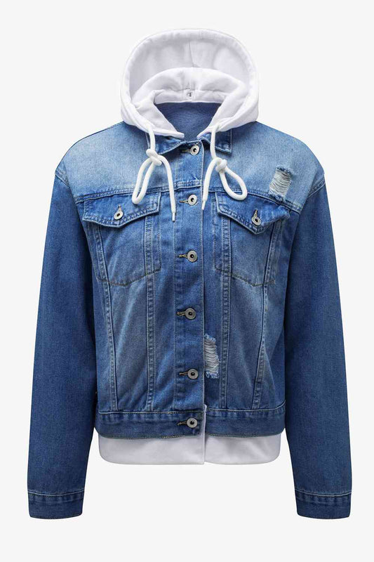 denim jacket with hoodie Blue